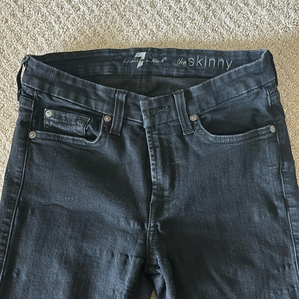 7 for all mankind black stretch skinny jeans